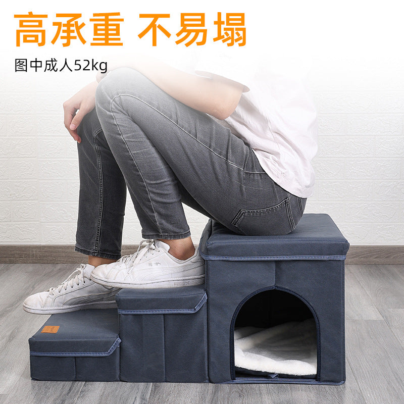 Amazon Cross-Border New Pet Stairs Steps Cat Dog Climbing Foldable Collapsible Dog Stairs Pet Supplies