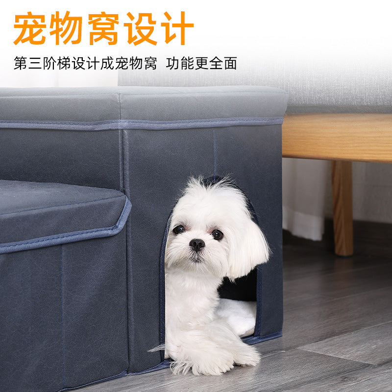 Amazon Cross-Border New Pet Stairs Steps Cat Dog Climbing Foldable Collapsible Dog Stairs Pet Supplies